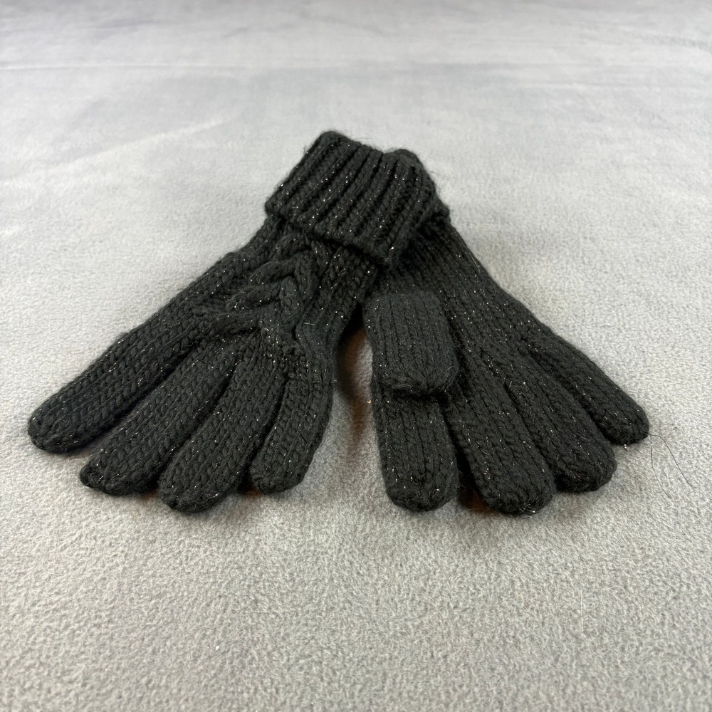 Faded Glory Women Black Soot Cable Knit Shimmer Gloves FG173320 One Size NWT - Picture 2 of 5